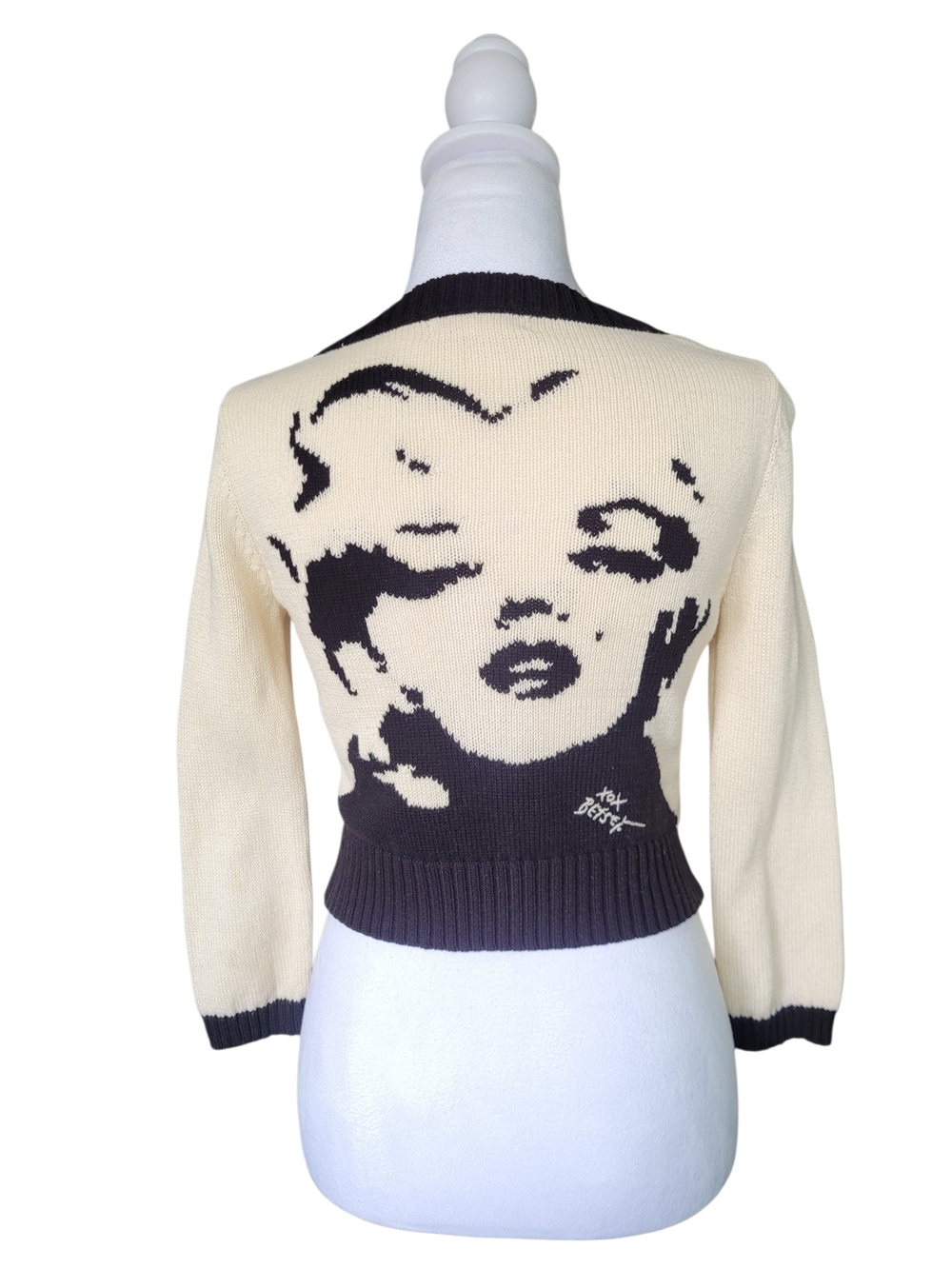 Vintage Betsey Johnson Iconic Marilyn Graphic Cropped Cardigan Medium